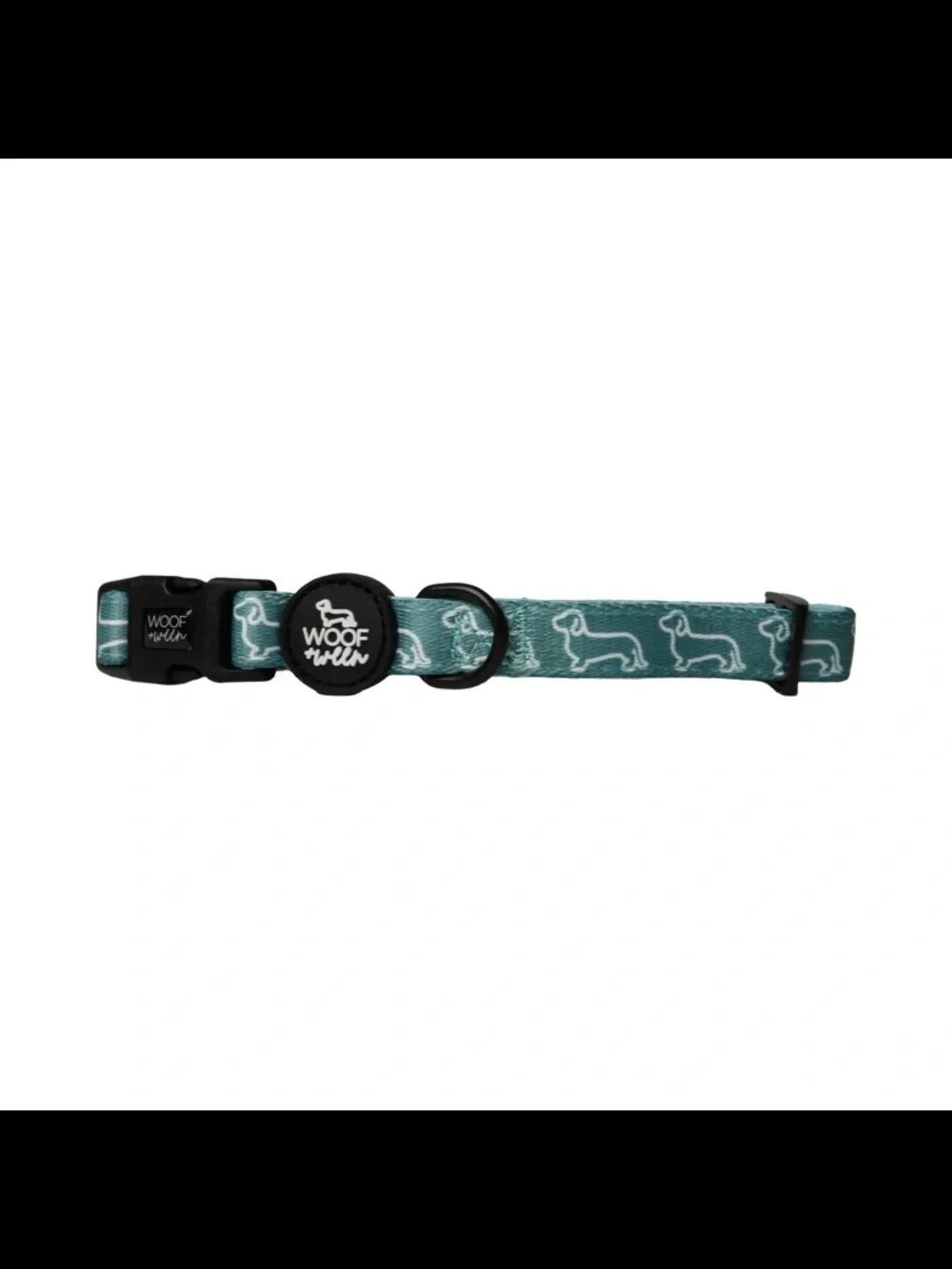 Woof + Ween | Teal Dachshund Pattern Dog Collar | Brand New